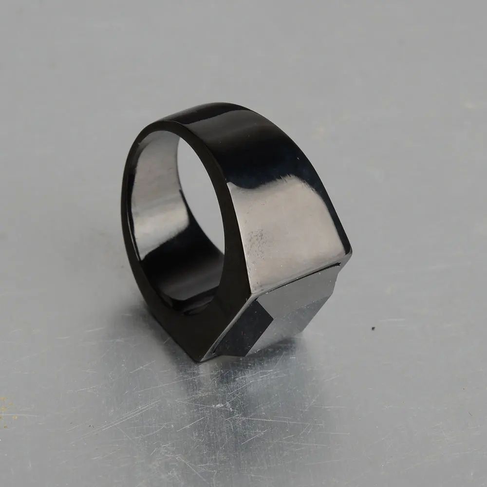 AsJerlya Trendy Men Square Black Stone Ring Stainless Steel Retro Signet Ring Rock Punk Male Jewelry Accessories Boyfriend Gifts 4