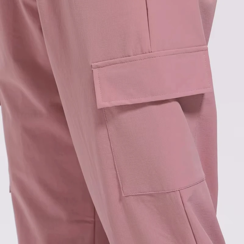 Women's Sports Pants Loose Spring Autumn Running Yoga Tracksuit Trousers Pocket Fitness Solid High Waist Cargo Jogging Pants 5