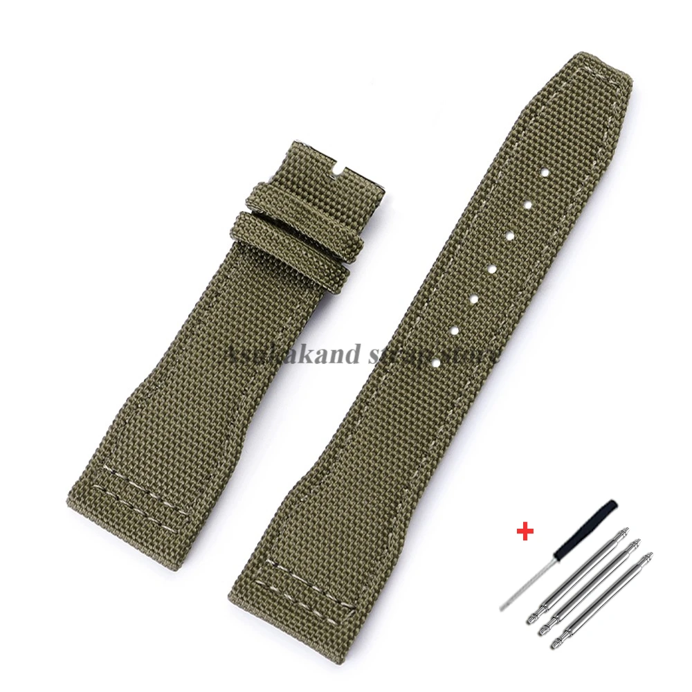 Versatile Nylon Canvas Leather Watch Strap with Sport Folding Buckle - Durable Fabric Bracelet Replacement