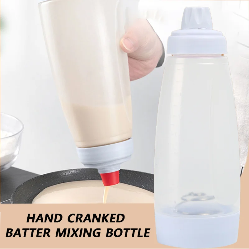 Waffles Dispenser 1000ml Batter Mixing Bottle Pancake Dispenser and Mixer Pancake Batter Shaker Bottle Cake Baking Cookie Tools