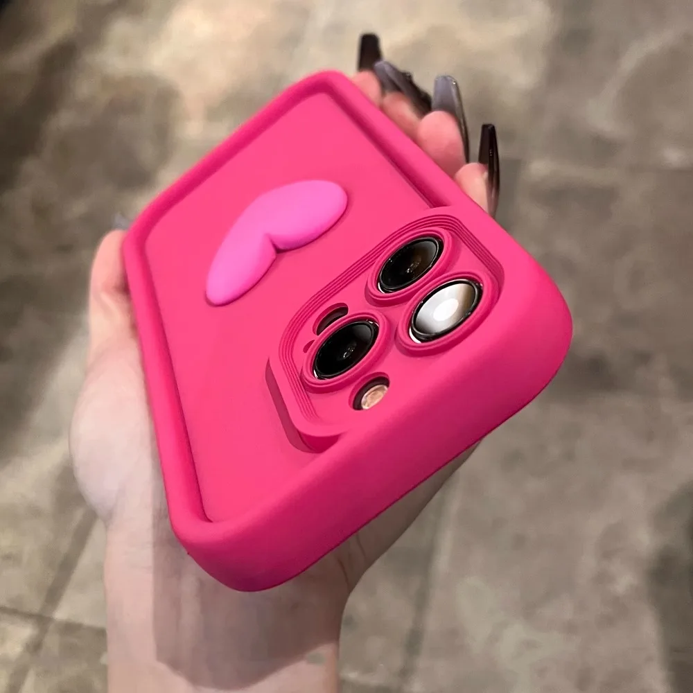 Wine Red Love Liquid Silicone Case with Camera Protection - Soft Back Cover