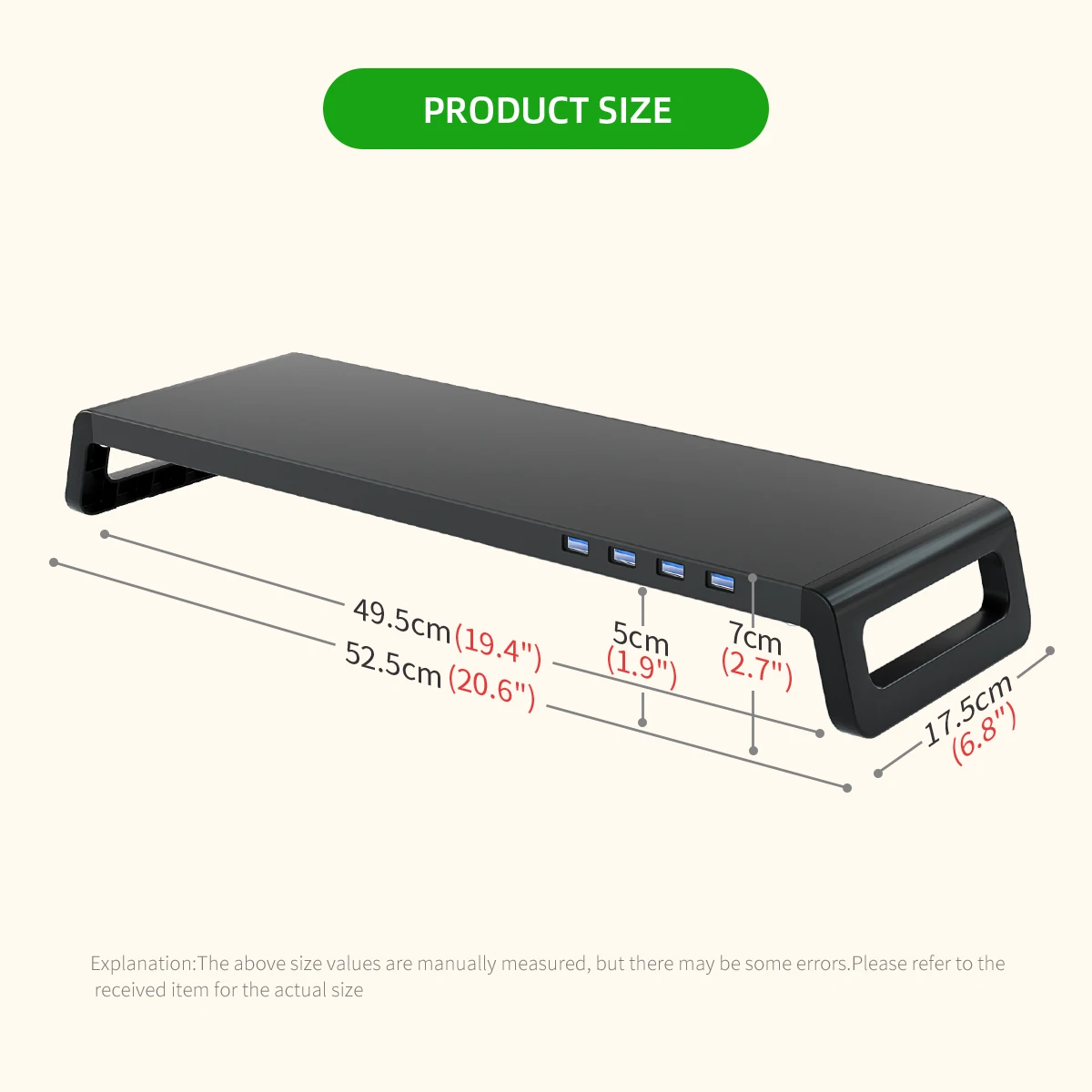 Monitor Desk Stand for Reduced Neck Strain ABS Legs Aluminium Monitor Riser with USB3.0 Hub PC Computer Laptop Desktop Organizer images - 6