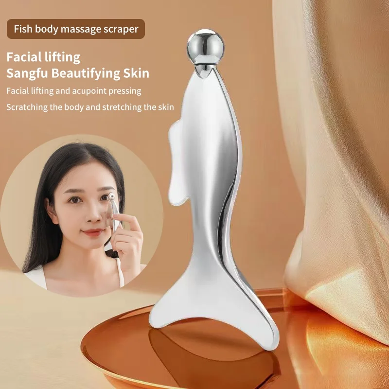 

Fish Tail Metal Gua Sha Board Face Massager Alloy Scraper Face Lifting Massage Beauty Skincare Guasha Beauty Tool