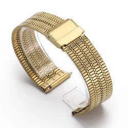 Stainless Steel Thin & Breathable Watch Bracelet, Metal Strap with Quick Release, 20mm/22mm - 22mm (Gold)