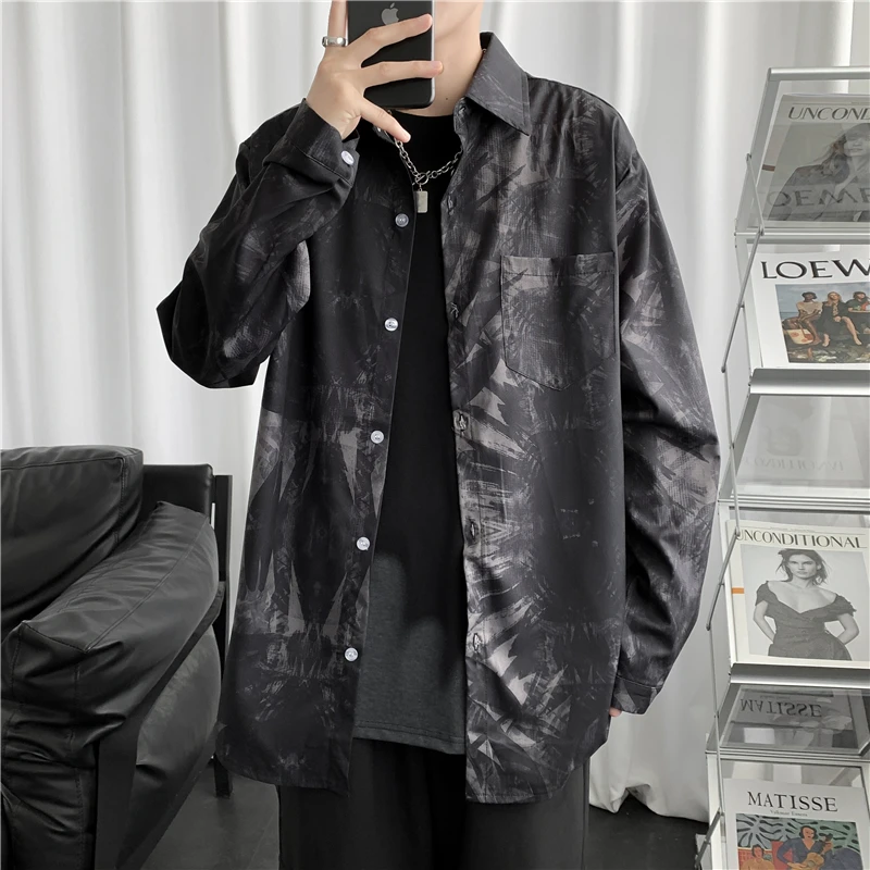 

2024 Men's Casual Patterned Shirt Classic Street Wear Lapel Collar Button Long Sleeved Check Tops Stylish Tops Spring N390