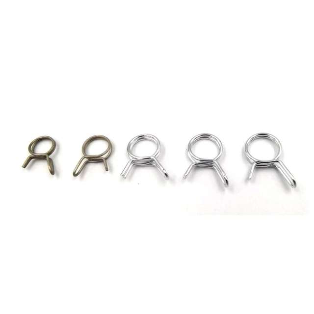 100PCS Double Wire Spring Hose Clamps Fuel Line Hose Tube Clips Assortment  Metal