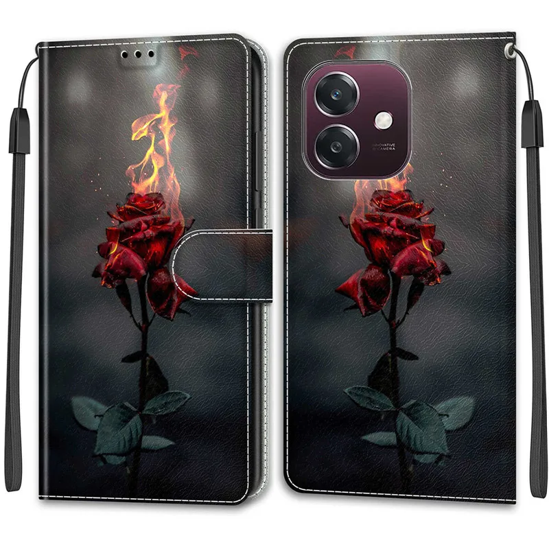 Leather Wallet Phone Case - Magnetic Flip Cover with Stand & Artistic Design