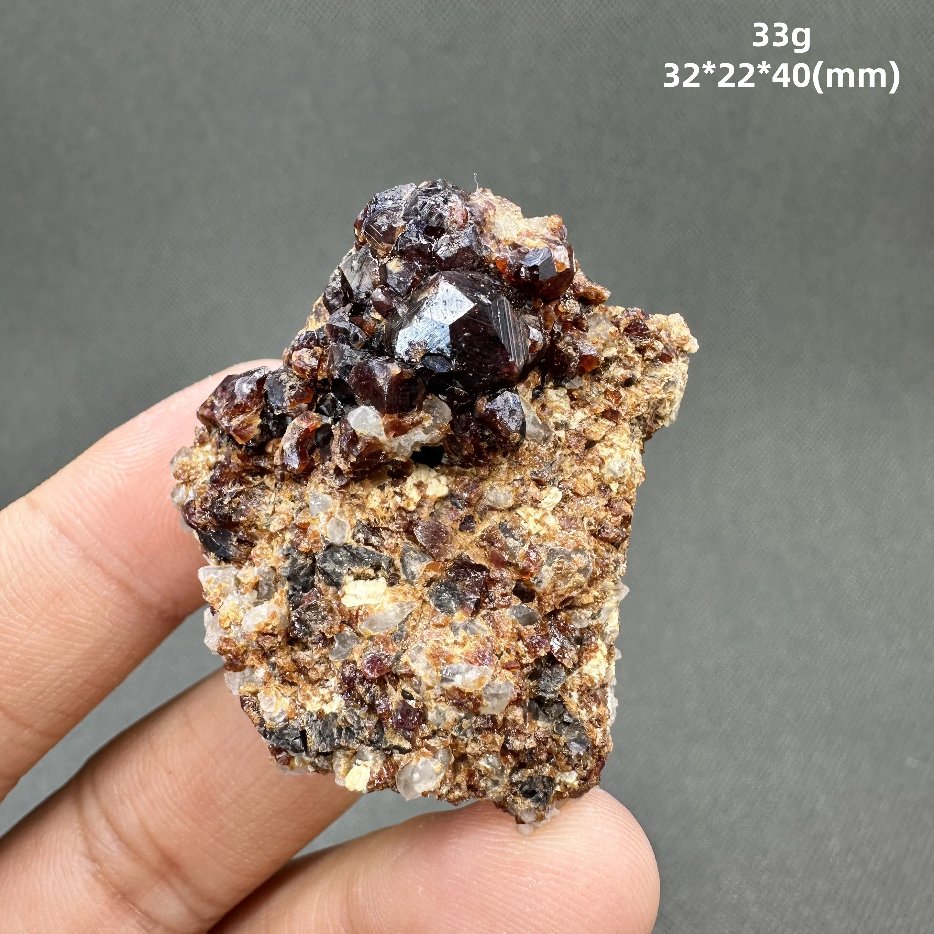 Natural garnet mineral specimen + healing quartz crystals and stones rock gemstone 3