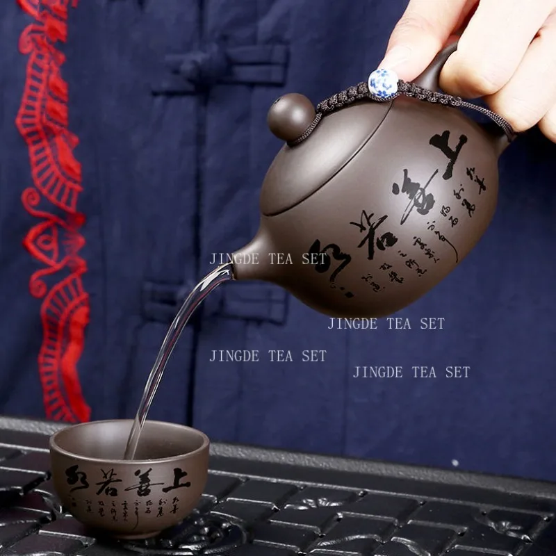 Purple Clay Travel Tea Set Chinese Portable Kung Fu Teapot Tea Cup Travel Express Cup Household Teaset Tea Ceremony Accessories