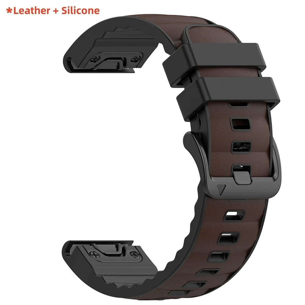 Premium Leather and Silicone Quickfit Watch Band Bracelet (22-26mm)