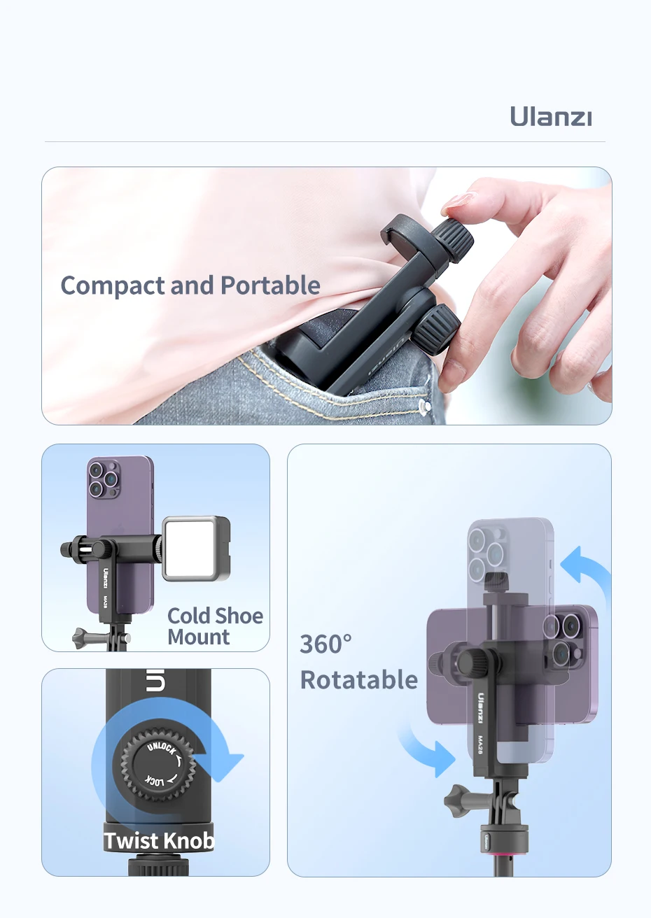 MA28 Phone Tripod Holder Clamp Vertical Horizontal Shooting Phone Mount Holder f