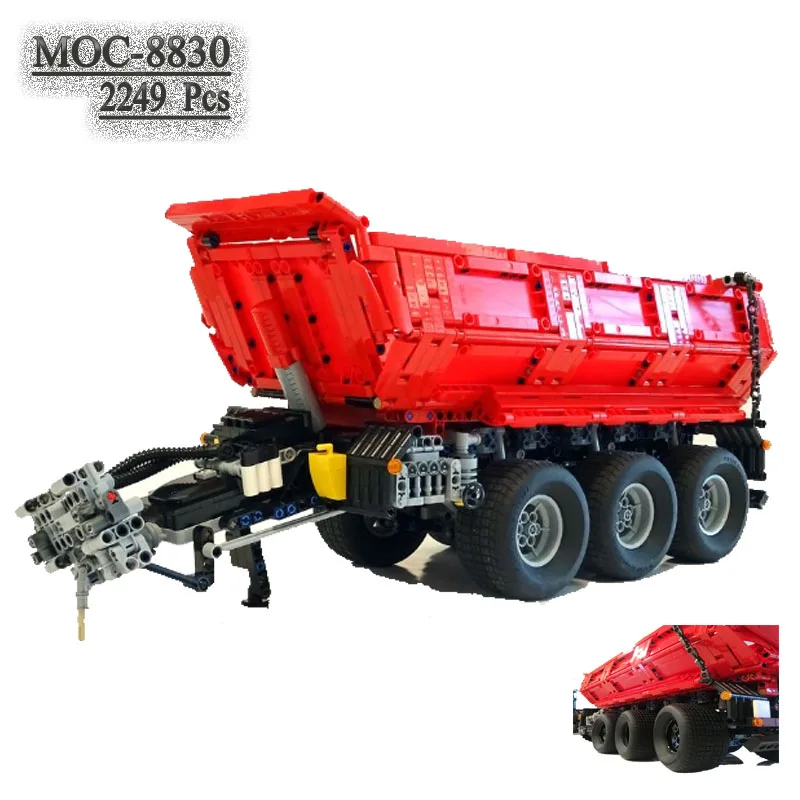 

New MOC-8830 Tractor Self-dumping Model Building Kit Building Blocks Self-Lock Tibetan Trailer Assembly Toys Boy Birthday Gift