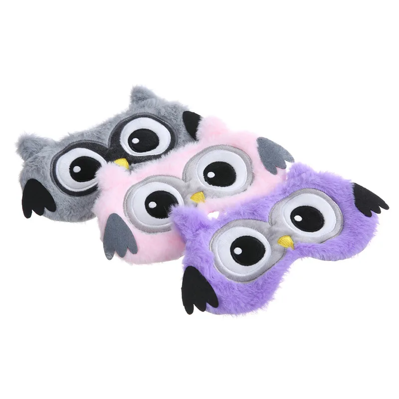 Eye Mask Hot Soft Silk Owl Toy Eye Mask Sleeping Mask Plush Eye Shade Cover 3D Cartoon