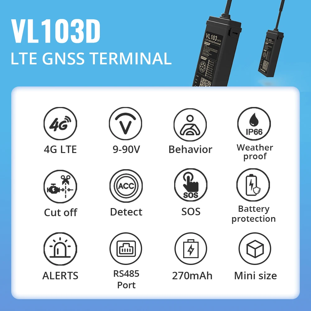 JIMIIOT VL103M/D Mini GPS Tracker For Motorcycle 4G Car Alarm Remote Cut-off Fuel Multiple Alerts Vehicle Locator 270mAH Battery gps tracker