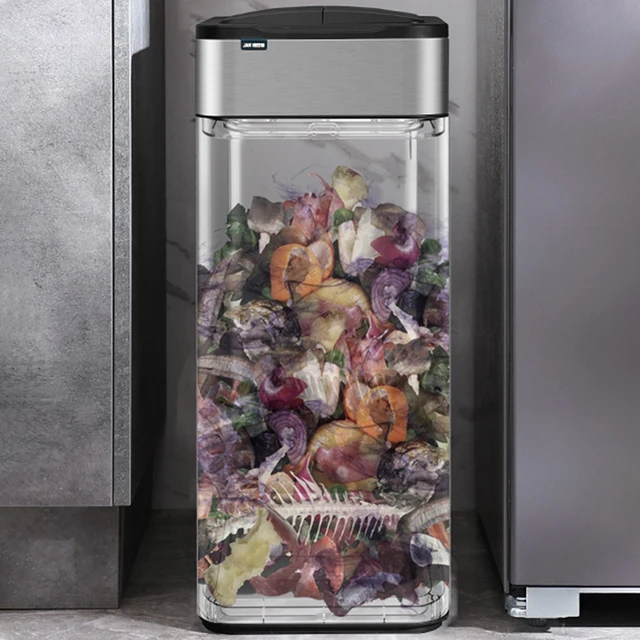 Bidone della spazzatura intelligente 20 litri 15 litri Cestino della spazzatura in acciaio inossidabile con sensore automatico Bidone della spazzatura per alimenti Cubo della spazzatura della cucina di casa 5