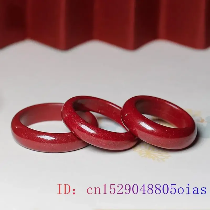 Cinnabar Rings for Women Jewelry Charm Gemstone Charms Chinese Amulet Talismans Gift Natural Accessories Vintage Jadeite Ring