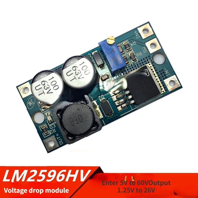 

Регулируемый понижающий модуль питания lm2596hv, модуль регулятора напряжения постоянного тока 60 в 48 в 36 В в 24 в 12 В 5 В, 2 шт.