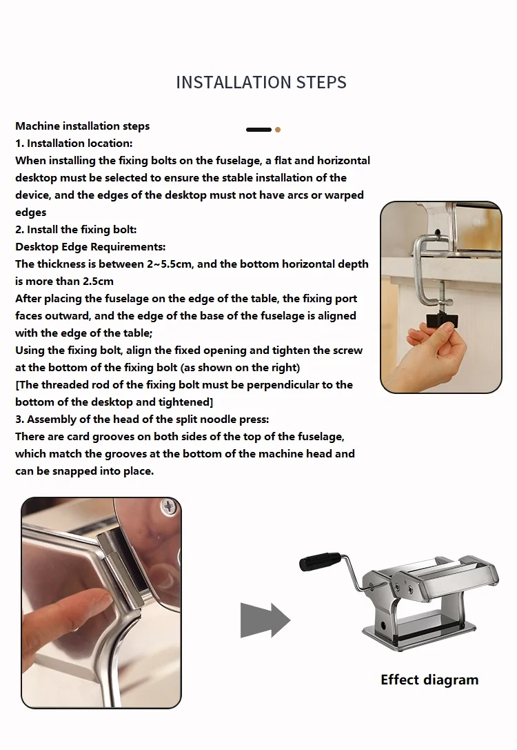 Noodles Maker Manual Stainless Steel Dough Pressing Machine Dumplings Noodles Skin Pressing Machine 6 gear Only