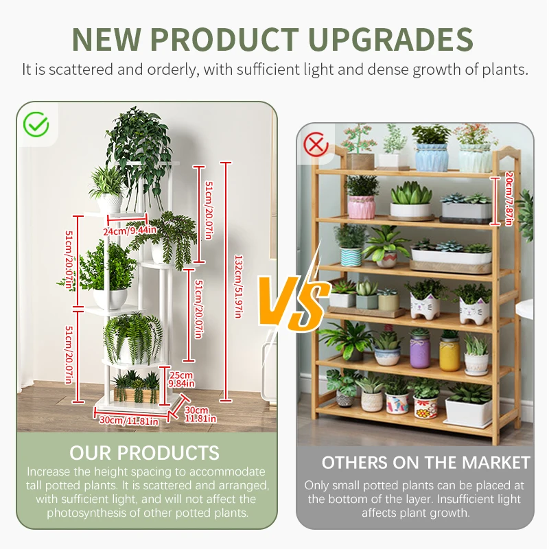 wooden flower shelf plant stand Plant Stand and Flower Stand Wooden Shelf 5/6/8Layers Display Storage Shelf Pot Rack Organizer Shelves Garden Decoration