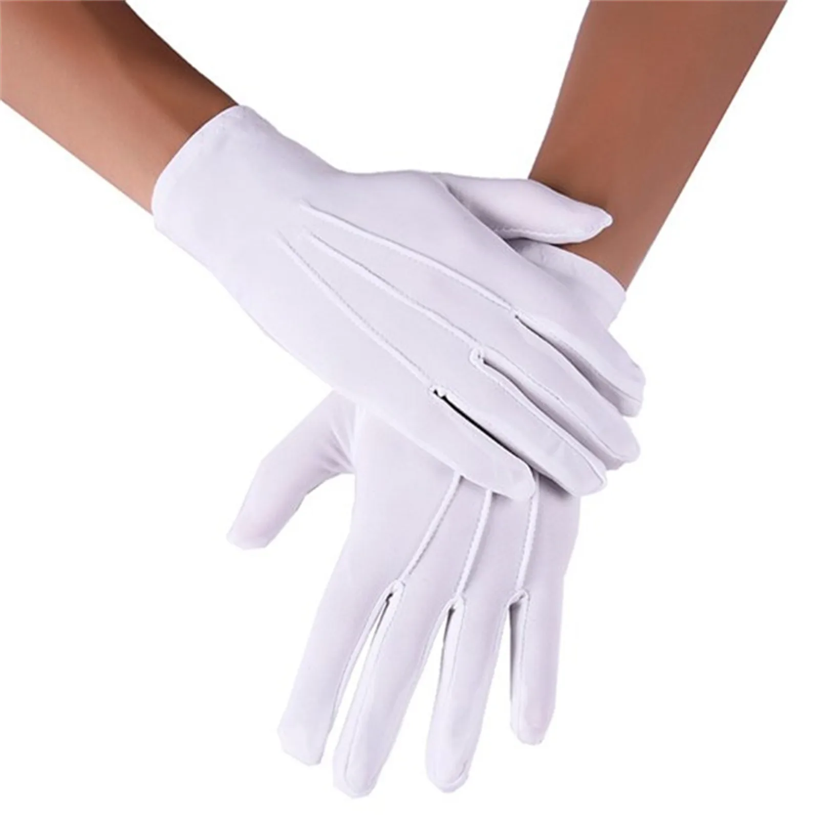 Lace Gloves White Formal Gloves Tuxedo Costume Honor Guard Santa Men Women Coin Jewelry Inspection Winter Mittens