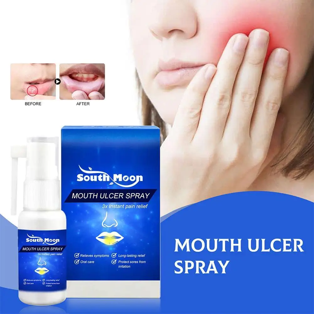 

30ml Mouth Ulcer Spray Treatment Swollen Gums Oral Canker Sores Pain Relief Fresh Breath Antibacteria Halitosis Mouth Clean Care