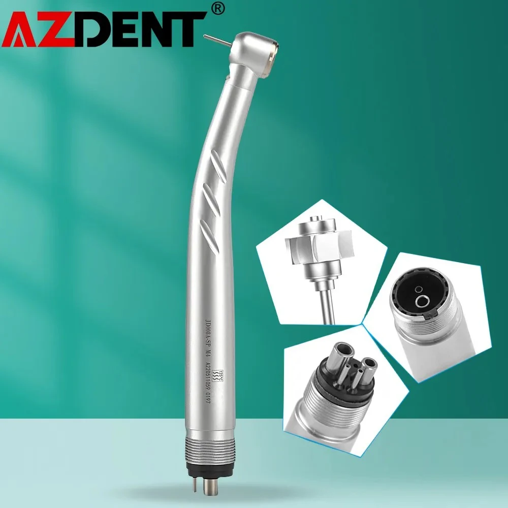 2/4 Holes Azdent Dental LED High Speed Handpiece E-generator Integrated Standard Head Push Button 3 Water Spray JD008A-SP