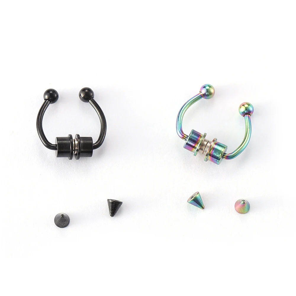 Magnetic Nose Rings Women Fake Piercing Nose Ring Hoop Septum Non Piercing Nose Clip Rock HipHoop Stainless Steel Magnet Fashion Punk Body Jewelry