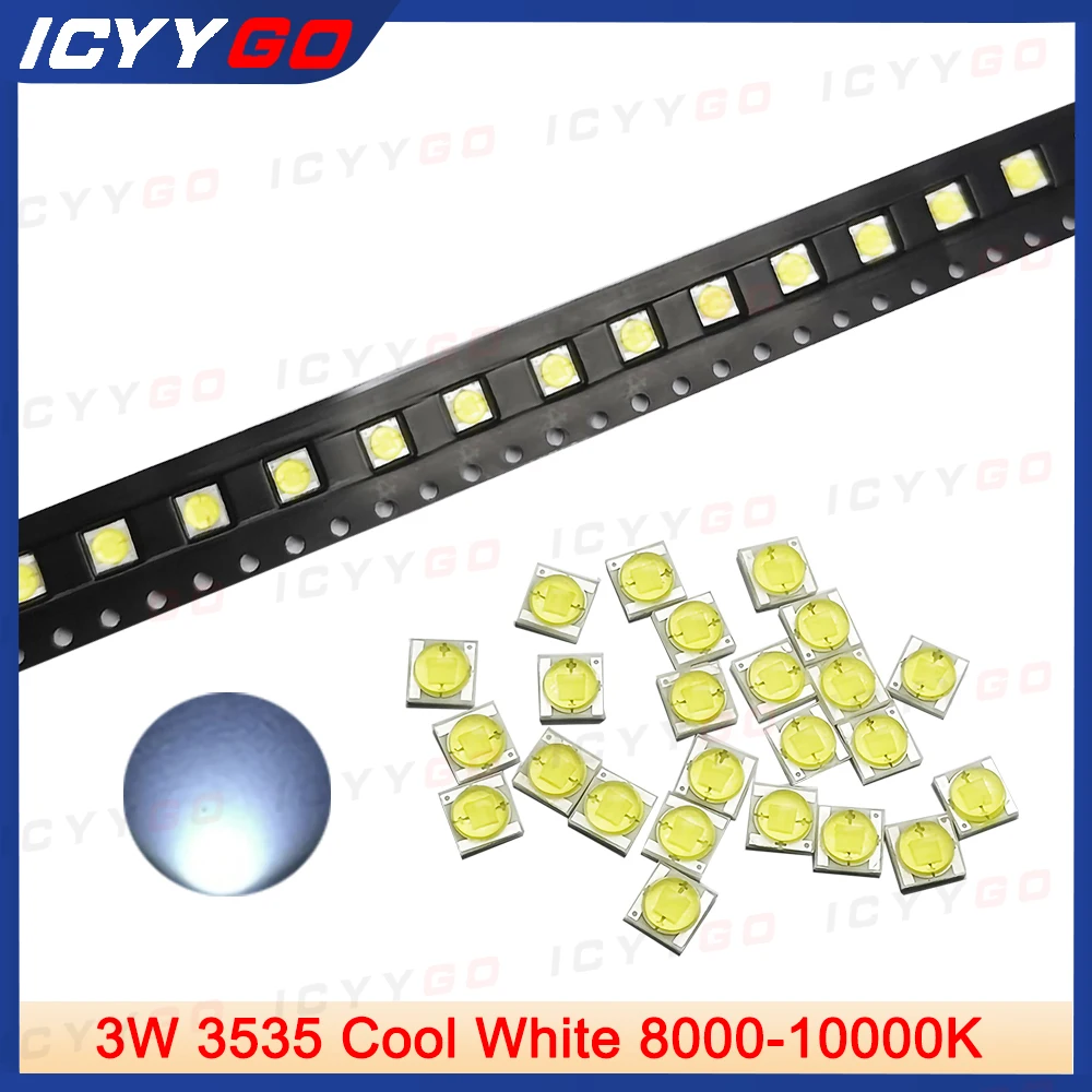 10 Pieces Of 3W High Power LED Lamp Beads 3535 Cool White 8000-10000K Ceramic Lamp Beads Flashlight Accessories new 150w g12 10000k projector special metal halide lamp j049