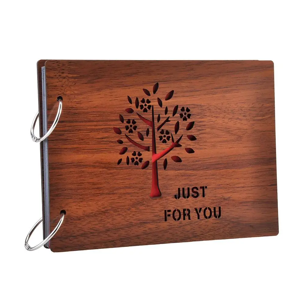 Album Scrapbooking En Bois Uxcell - 6x4 Pouces, 15 Pages Noires - Neuf