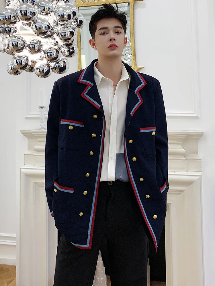 LUZHEN 2025 Spring New Original Edge Color Contrast Splicing Design Korean Version Casual Blazer Coat Men Elegant Jacket LZ1273 5