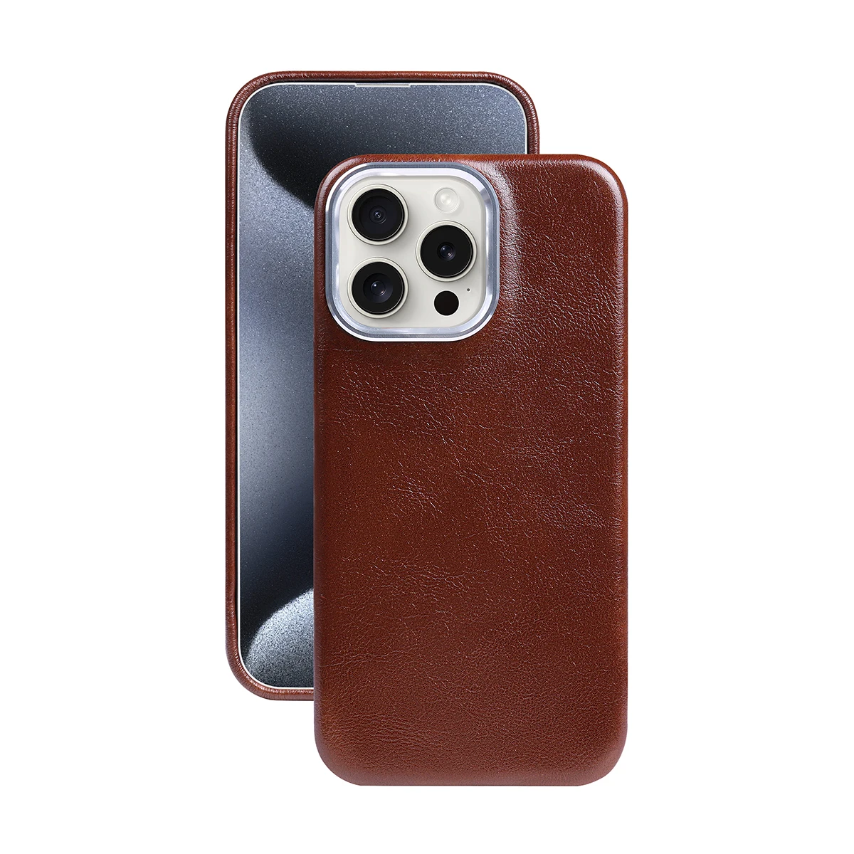 Luxury Classic Retro Textured Metal Frame PU Leather Phone Case