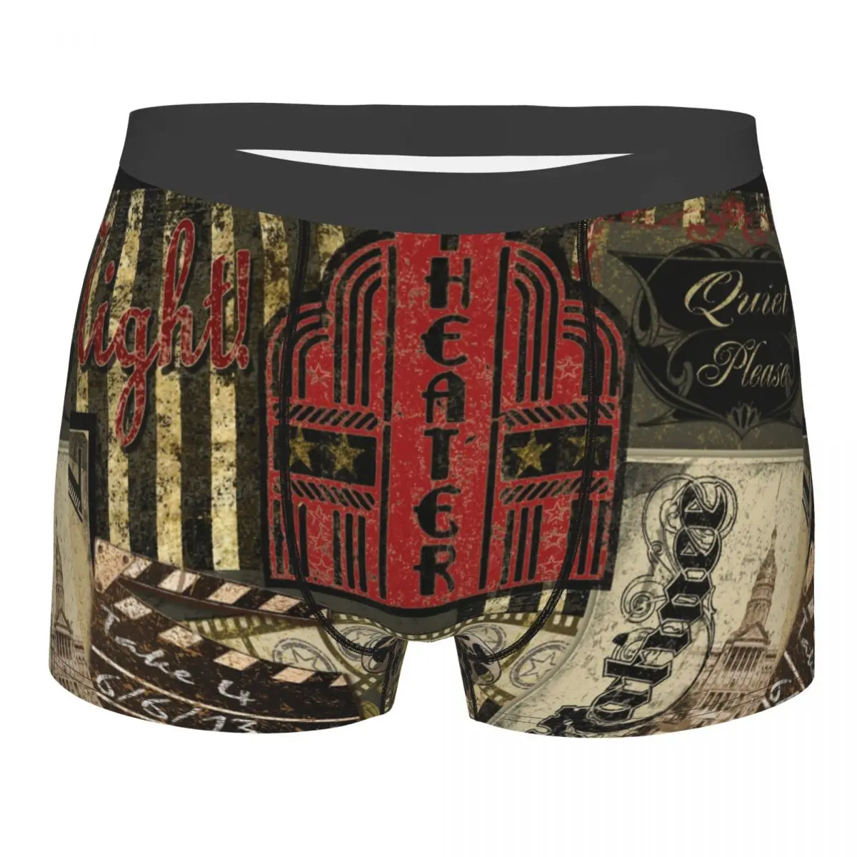 

Men Theater Movie Night Boxer Briefs Shorts Panties Breathable Underwear Production Film Cinema Homme Plus Size Underpants