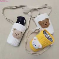 C9GB Reusable Bear Baby Warm Bottle Bag Feeding Bottle Cover Shoulder Bag Crossbody Cup Cover
