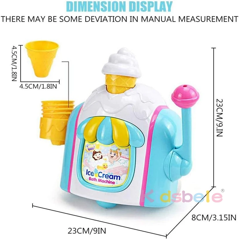 Toddler Ice Cream Maker Bubble Foam Play Machine Powerful Suction Delicate Ice Cream Foam Machine Car Bath Toys 4