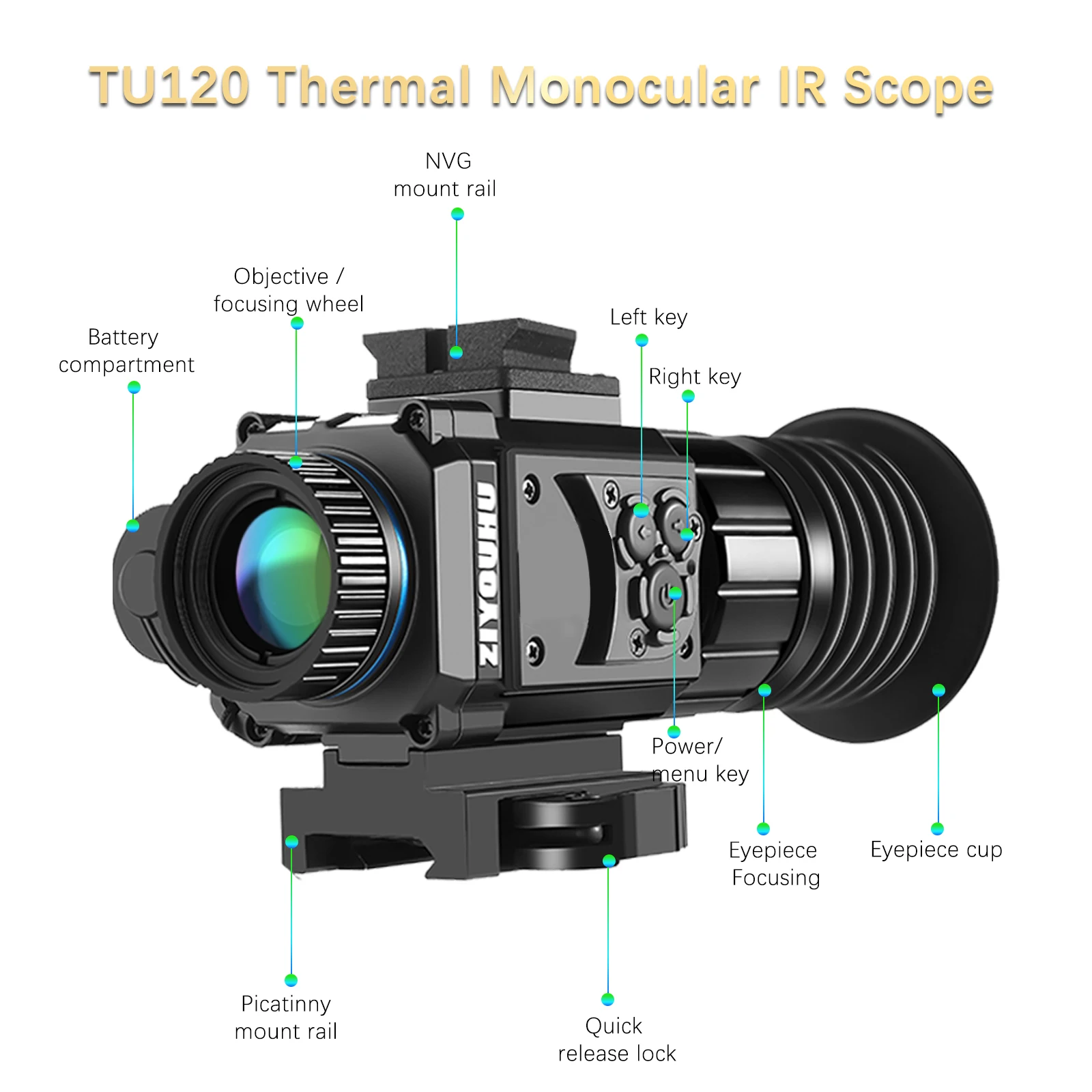 TU120ThermalImagingHeadMountedThermalVisionMonocularSightScope