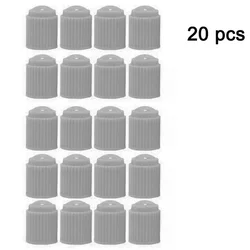 Universal Black Tire Stem Valve Caps with O - Ring Seals - 20 Pack (Grey)