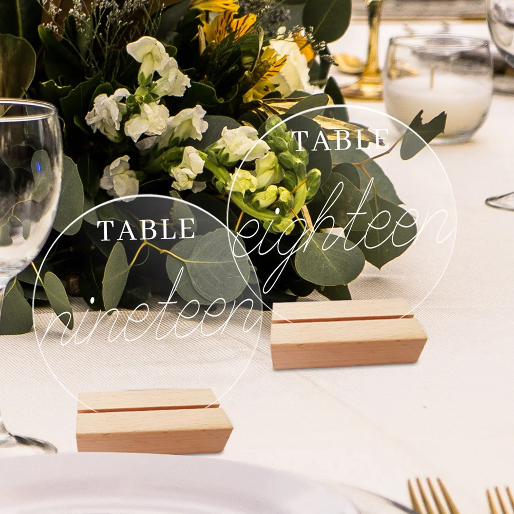 1Set Acrylic Clear Table Place Card Wooden Holders Wedding Table Sign Numbers Menu Display Frame Banquet Party place card holders