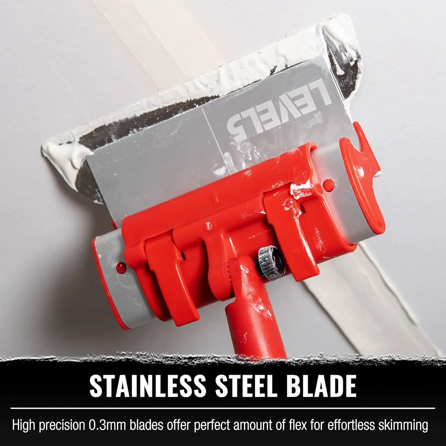 Level5 Drywall Skimming Blade Set | 10, 24 & 32 Inch Skimming Blades, 37-63 Inch Extension Handle | Aluminum Body & Stainless 6