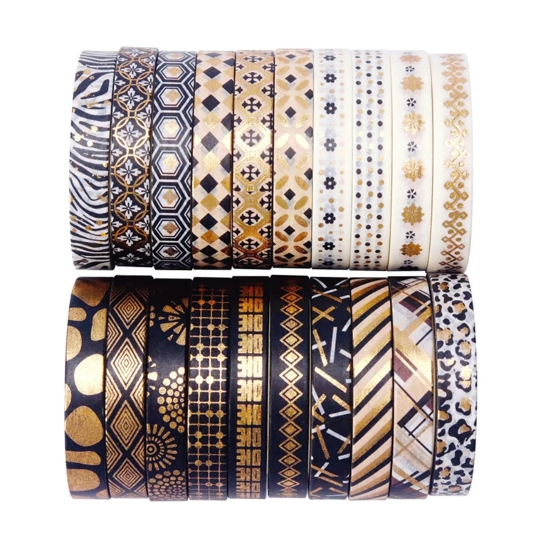 

DXAB 20 Pieces Bronzing Tapes Aesthetic Masking Tape Vintage Scrapbooking Tape for DIY Planner Photo Album Scrapbooking