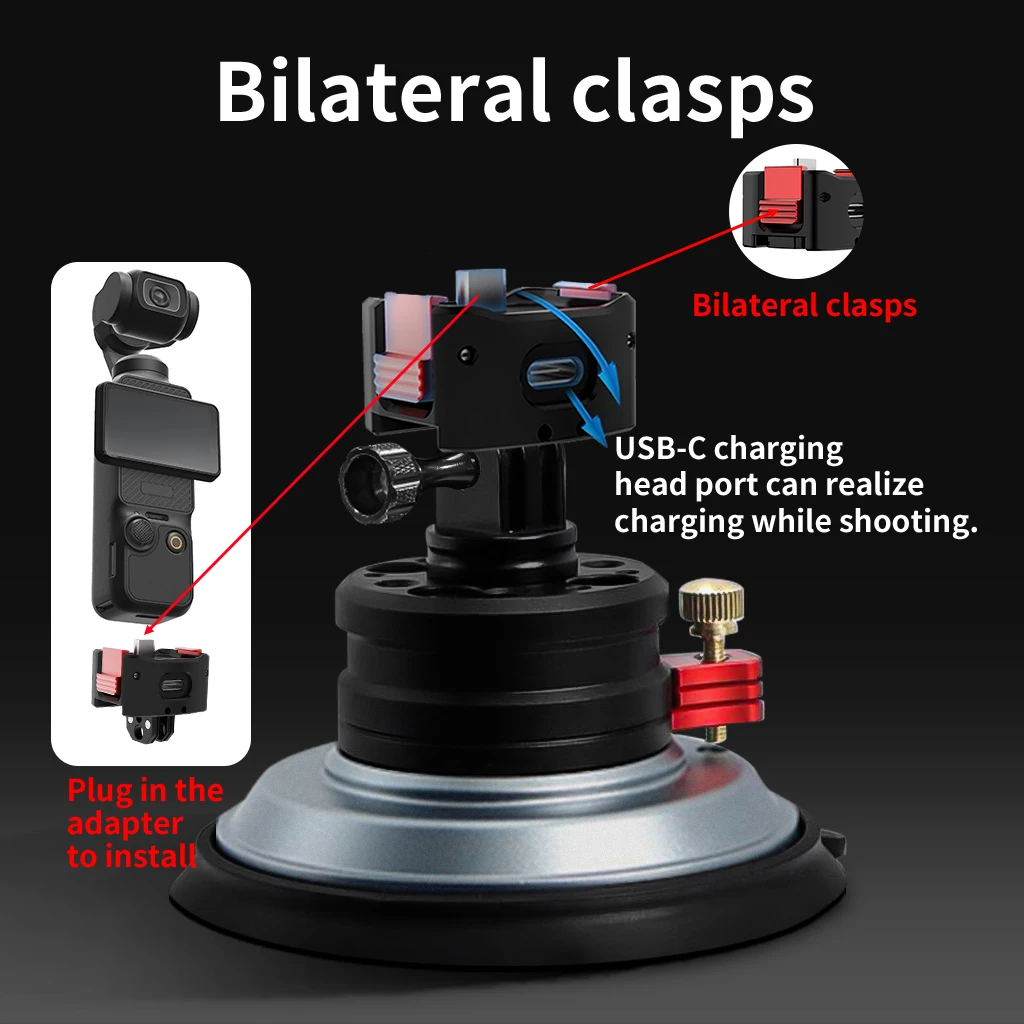 Magnetische Schnellverschlussbasis für Gopro 13 DJI OSMO Action 5 PRO 1/4 ARRI Loch NATO-Schienenverlängerungshalterung Autohalterung Kamerahalter – Detail 17
