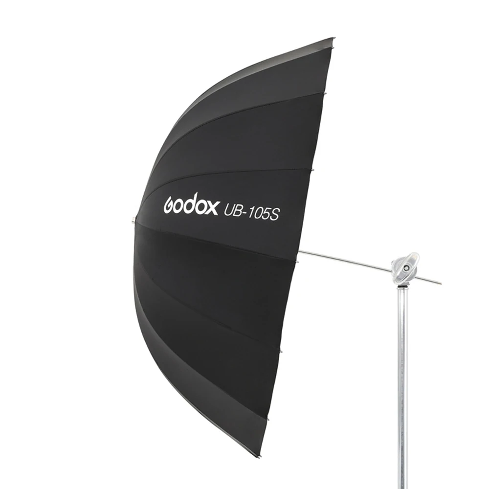 Godox UB-105S 포물선 블랙 반사 우산, 스튜디오 라이트 우산, 블랙 실버 디퓨저 커버 천, 41 인치, 105cm