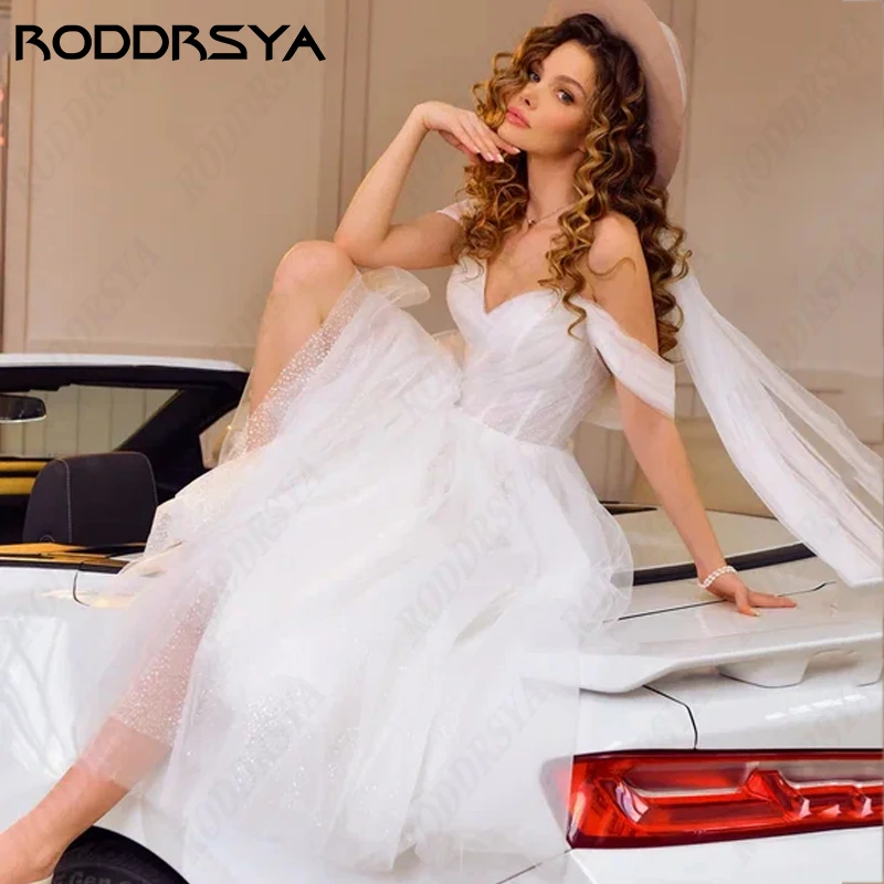 

RODDRSYA Sweetheart Off Shoulder Wedding Dress for Woman Elegant Tulle A-Line Bridal Gowns Sexy Backless Civil Vestidos De Novia