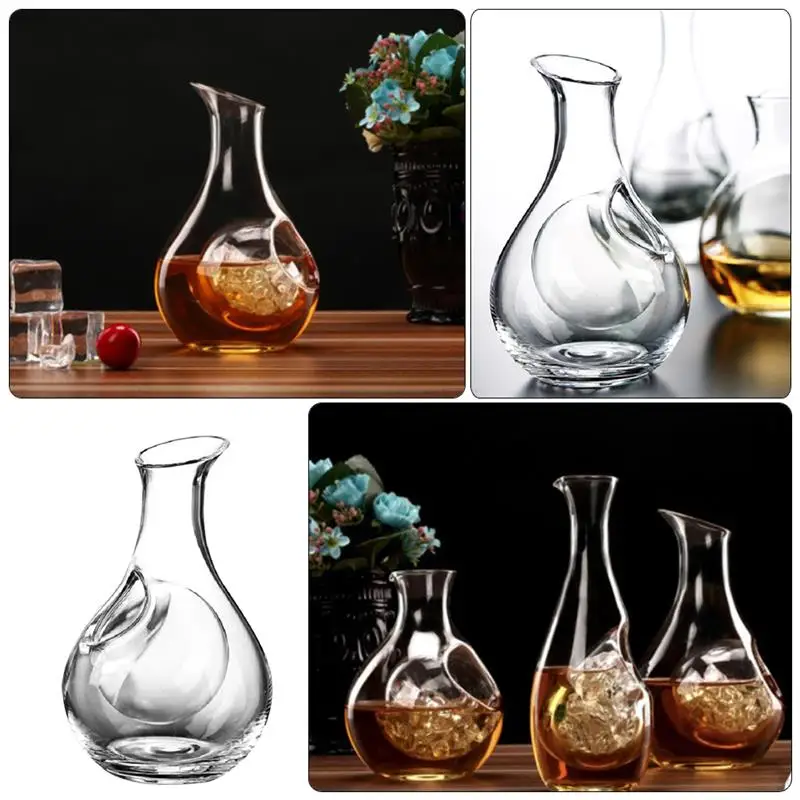 Decanter Bottle Glass Sake Carafe Ice With Whiskey Aeratorpitcher Pocket Red Cold Hole Japanese Dispenser Server