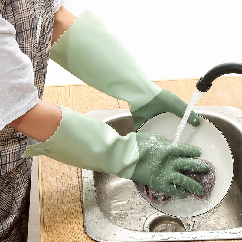 thumbnail image 1 of 1 par de guantes para lavar platos de cocina, herramientas para lavar platos del hogar, guantes para limpiar platos, aparatos resistentes al desgarro, impermeables, 1 of 5
