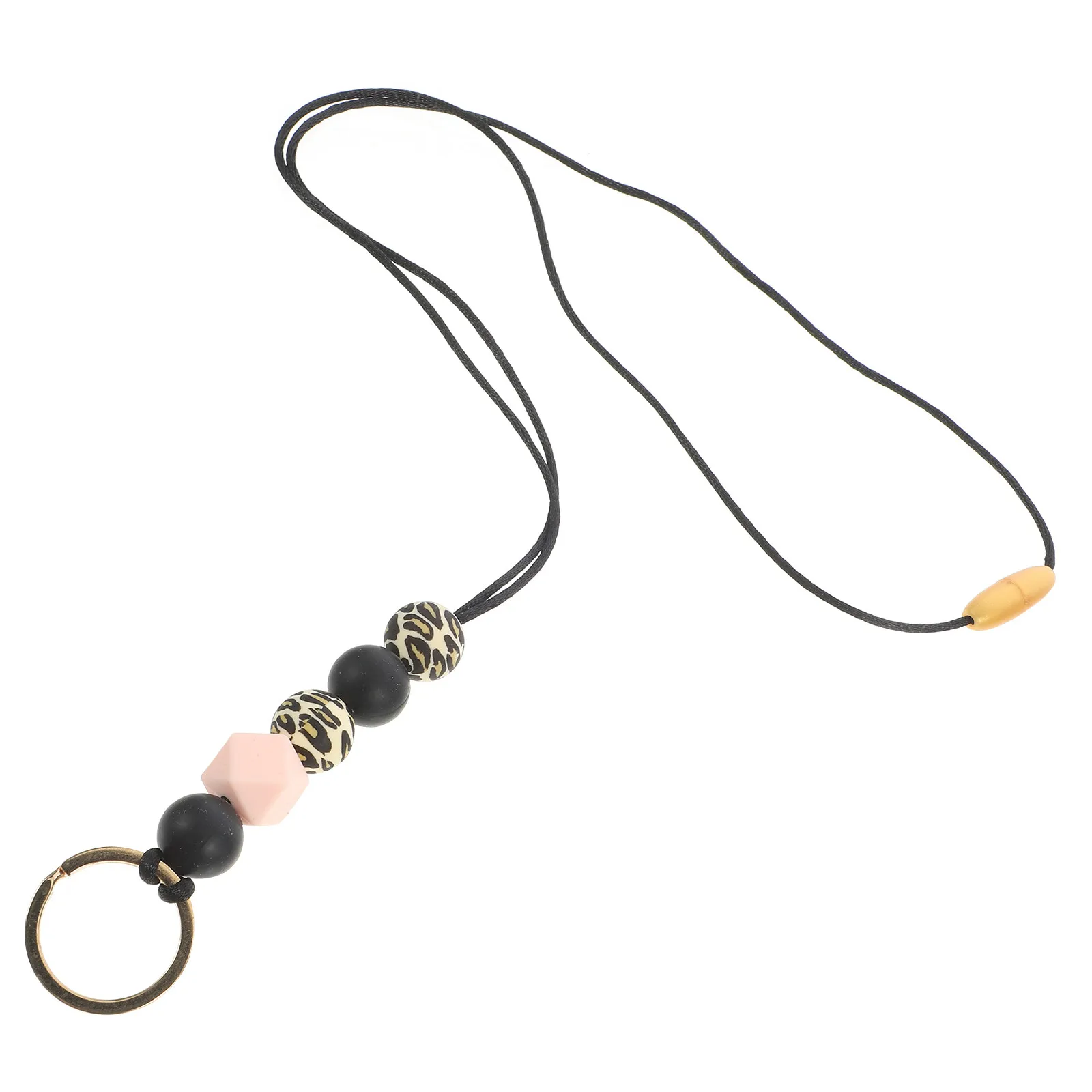 나무 구슬 키 끈, ID 카드용 다용도 분실 방지 스트랩, 편안하고 부드러운 표면의 열쇠 및 휴대폰 홀더용 끈