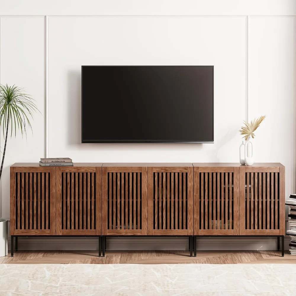 TV Stand for 95 inch, 3 in 1 Entertainment Center TV Console with Storage Cabinets and Metal Base, TVs Stands 3