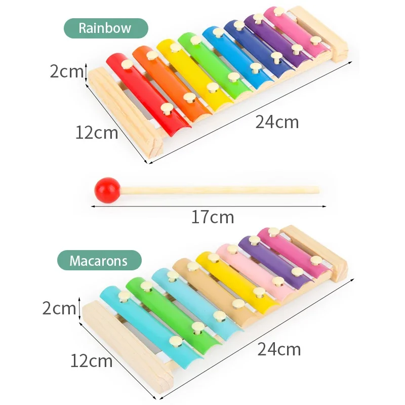 Wooden 8 Tones Multicolor Xylophone Wood Musical Instrument Toys For Baby Kids Wood Musical Instrument Toys Accessories 6