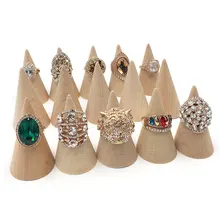 

Wooden Cone Shaped Jewelry Display Shelf Ring Holder Ring Rack Storage Supplies Stand Ring Organizer Tools Jewelry Storage Craft