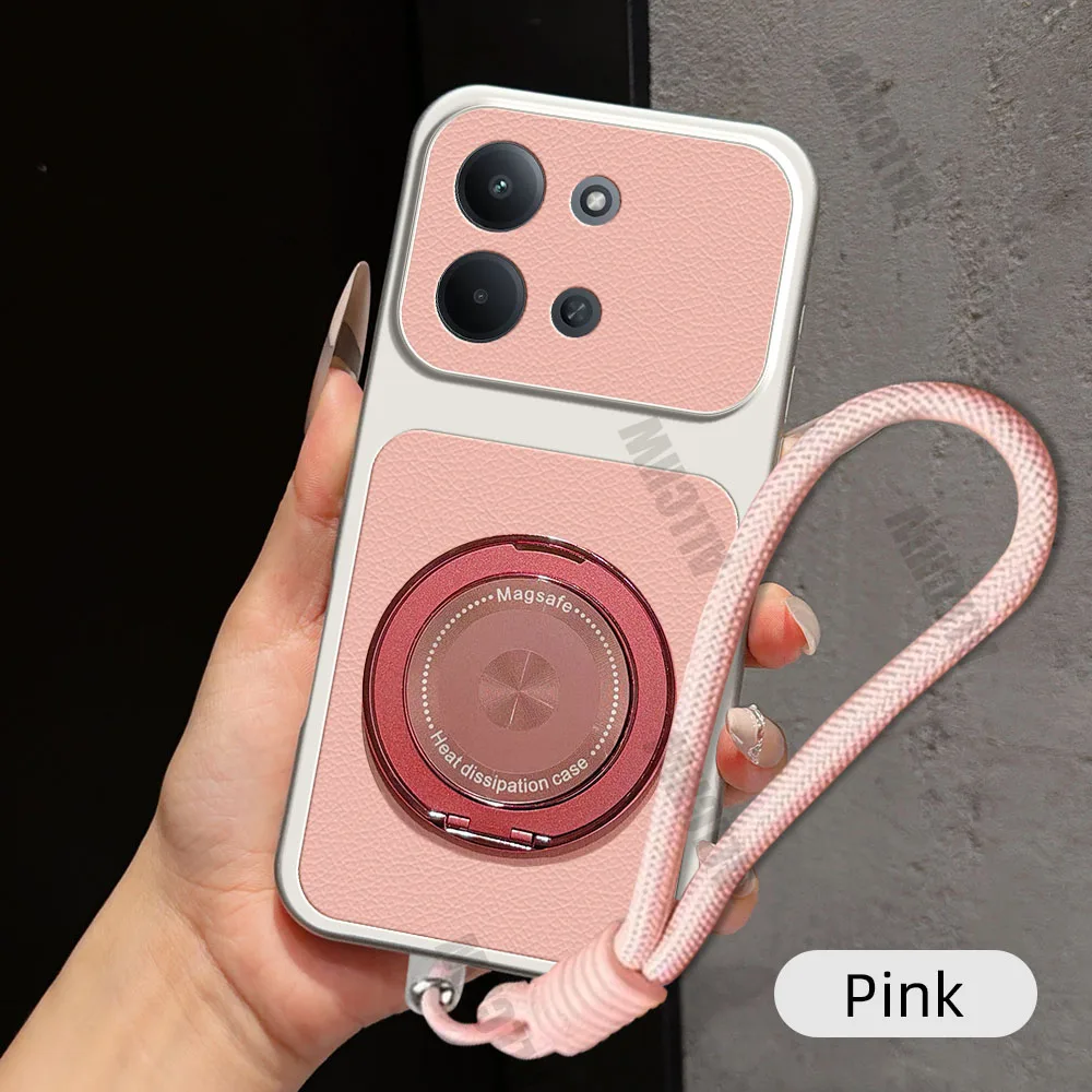 Premium Magnetic Rotating Phone Case with Lanyard - PU Leather Soft Cover