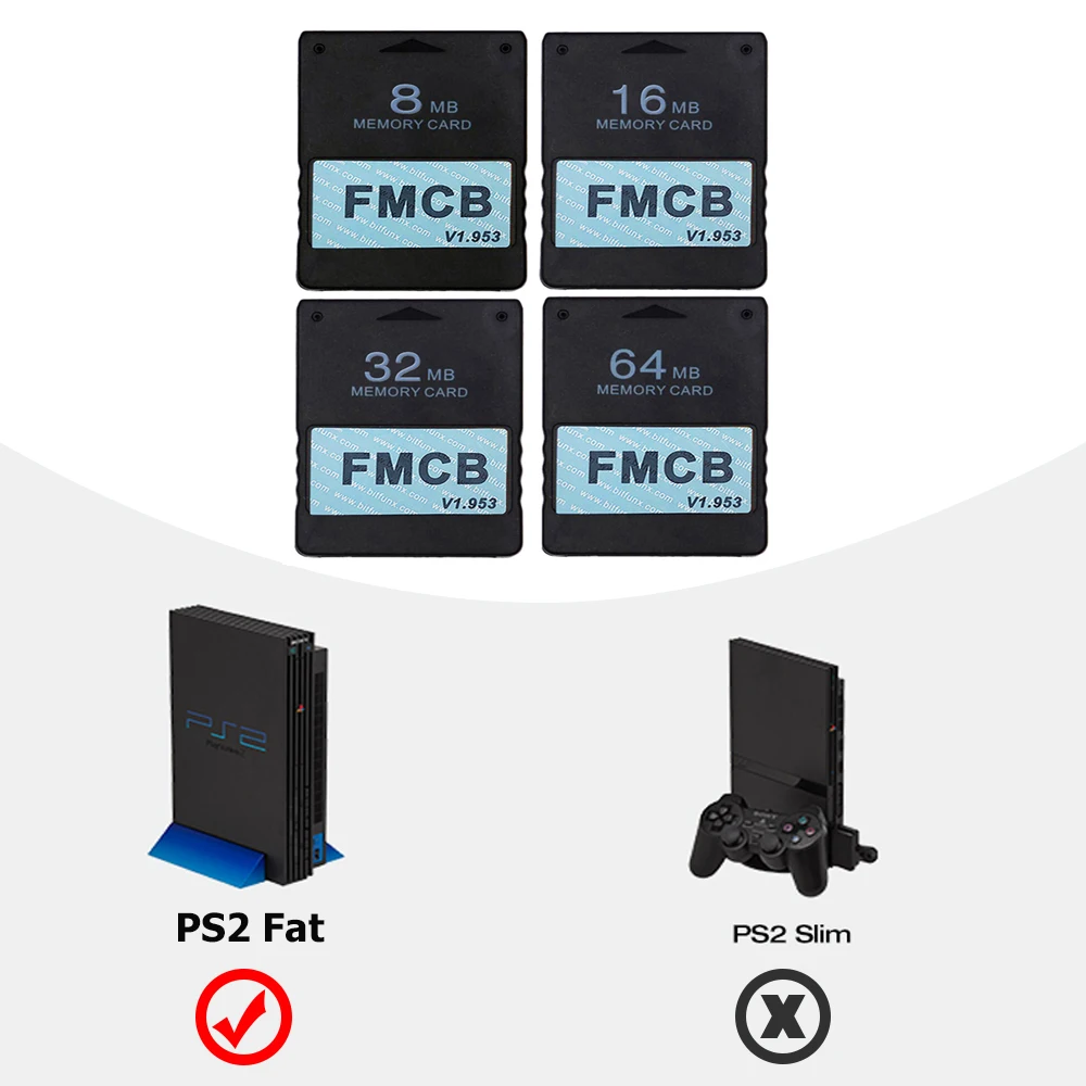 Bitfunx 8MB 16MB 32MB 64MB V1.953 PS2 Fat 콘솔용 무료 McBoot FMCB OPL 메모리 카드